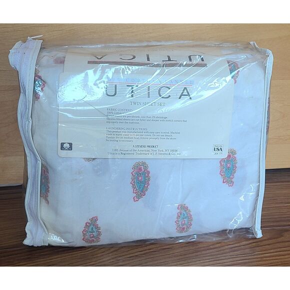Utica 100% Cotton Flannel Twin Sheet Set NEW Flat Fitted & Pillowcase Paisley - Picture 4 of 7
